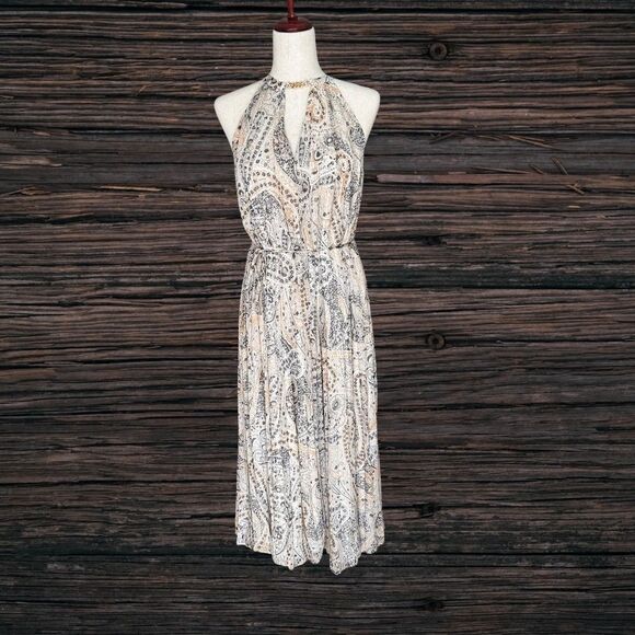 NWT Ann Taylor Halter Top Maxi Pleated Flowing Lined Dress Med - Picture 10 of 16